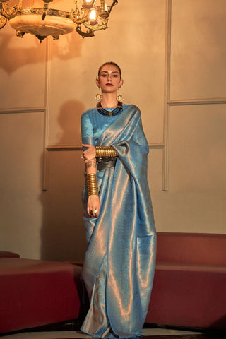 BLUE KANJEEVARAM HANDLOOM SILK SAREE 