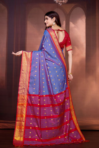 Blue Pure Aura South Soft Silk Pattu Saree_Kumari Sarees