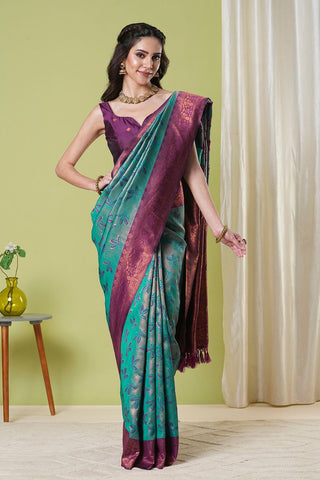 Blue Banarasi Silk Saree_Kumari Sarees