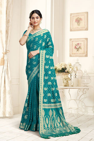Blue Georgette Silk Saree_Kumari Sarees