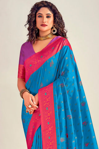 BLUE SOFT SILK SAREE