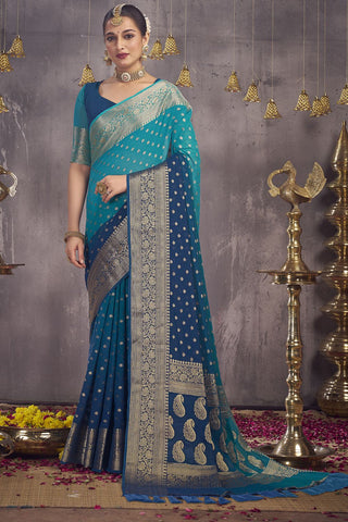Blue Georgette Saree