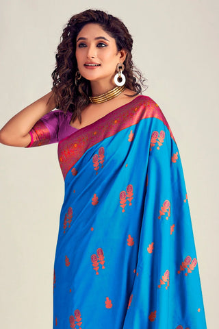 BLUE SOFT SILK SAREE