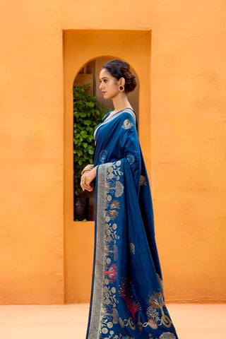 Blue Dola Banarasi Silk Saree_Kumari Sarees