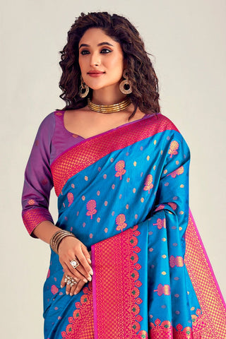 BLUE SOFT SILK SAREE