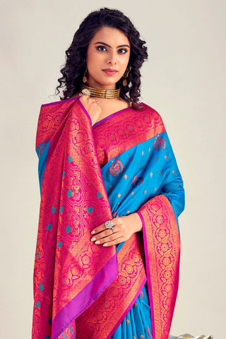 BLUE  SOFT SILK SAREE