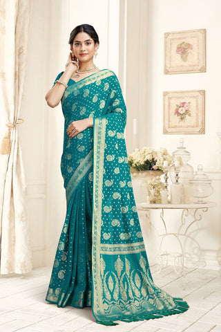 Blue Georgette Silk Saree_Kumari Sarees