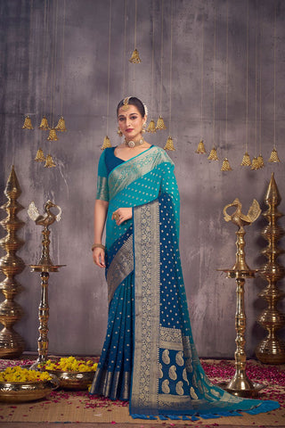 Blue Georgette Saree