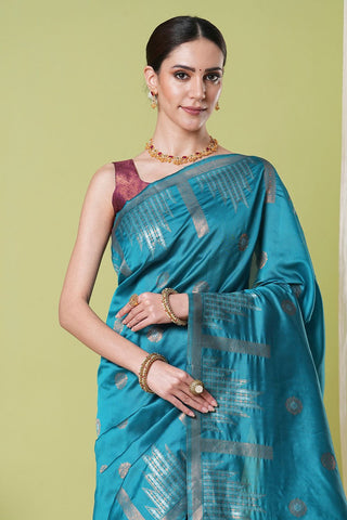 Blue Banarasi Silk Saree_Kumari Sarees