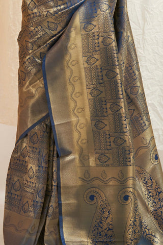 BLUE KANJEEVARAM HANDLOOM SILK SAREE 