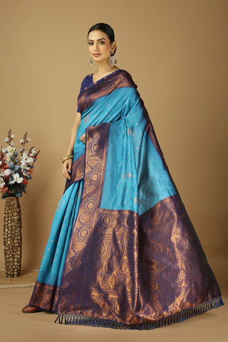 Blue kanjeevaram Silk Saree_Kumari Sarees