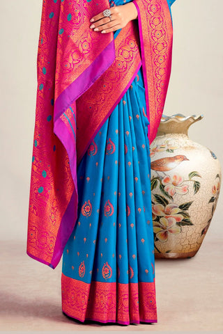 BLUE  SOFT SILK SAREE