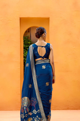 Blue Dola Banarasi Silk Saree_Kumari Sarees