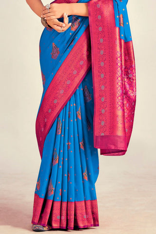 BLUE SOFT SILK SAREE