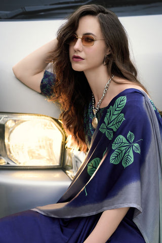 BLUE SATIN SILK SAREE