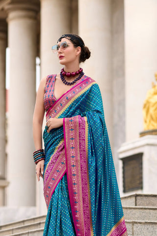 Blue Soft Banarasi Silk Saree