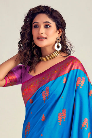 BLUE SOFT SILK SAREE