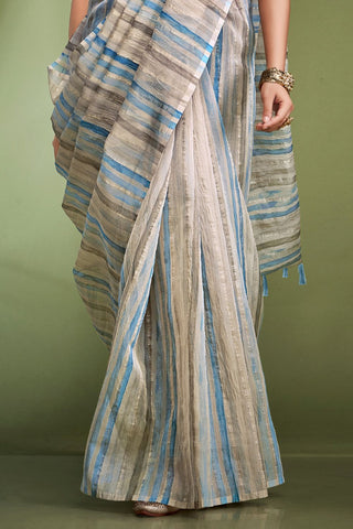 Blue Fancy Tissue Saree_Kumari Sarees