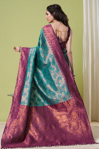 Blue Banarasi Silk Saree_Kumari Sarees