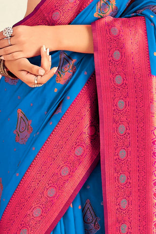 BLUE SOFT SILK SAREE