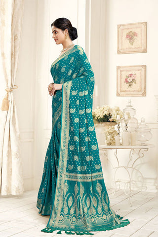 Blue Georgette Silk Saree_Kumari Sarees