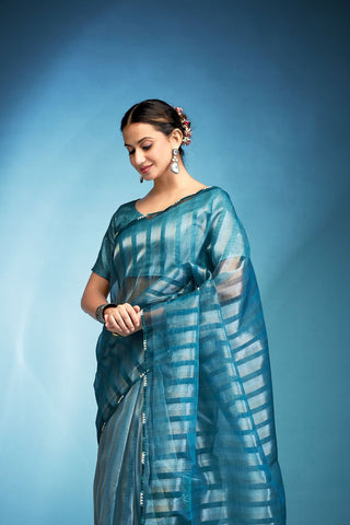 Blue Tissue Silk Saree_Kumari Sarees