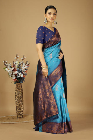 Blue kanjeevaram Silk Saree_Kumari Sarees