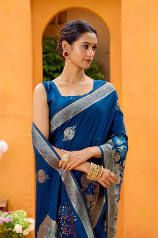 Blue Dola Banarasi Silk Saree_Kumari Sarees
