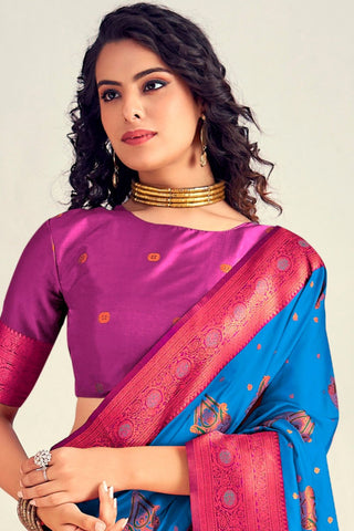 BLUE SOFT SILK SAREE