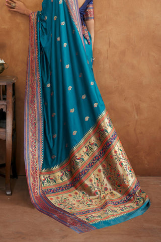 Blue Banarasi Soft Silk Saree_Kumari Sarees