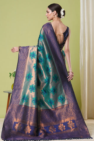 Blue Banarasi Silk Saree_Kumari Sarees
