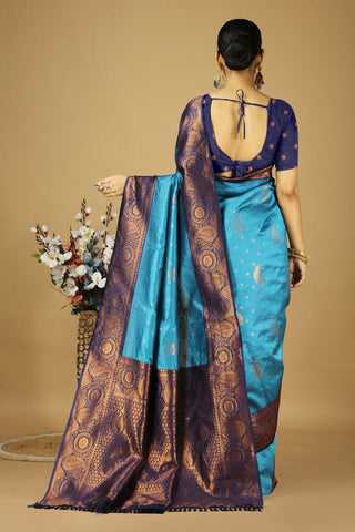 Blue kanjeevaram Silk Saree_Kumari Sarees