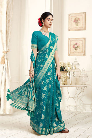 Blue Georgette Silk Saree_Kumari Sarees