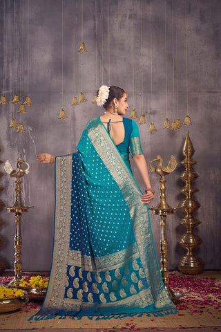 Blue Georgette Saree