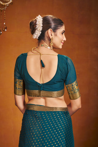 Blue Chinon Silk Saree_Kumari Sarees