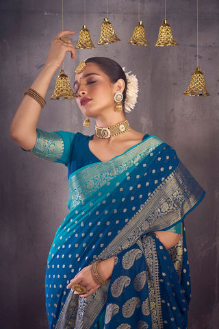 Blue Georgette Saree