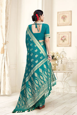 Blue Georgette Silk Saree_Kumari Sarees