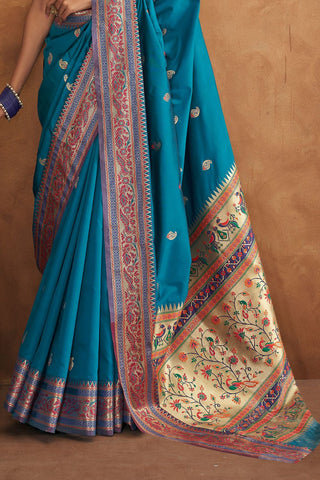 Blue Banarasi Soft Silk Saree_Kumari Sarees