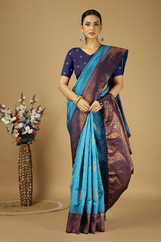Blue kanjeevaram Silk Saree_Kumari Sarees