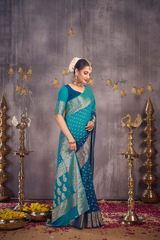 Blue Georgette Saree