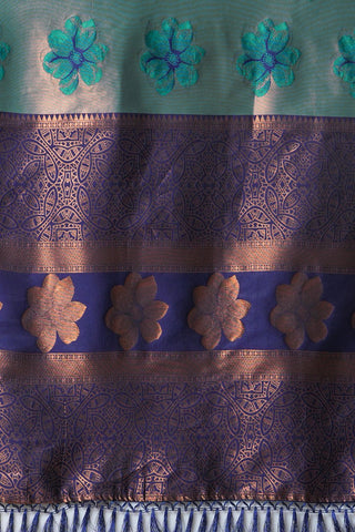 Blue Banarasi Silk Saree_Kumari Sarees