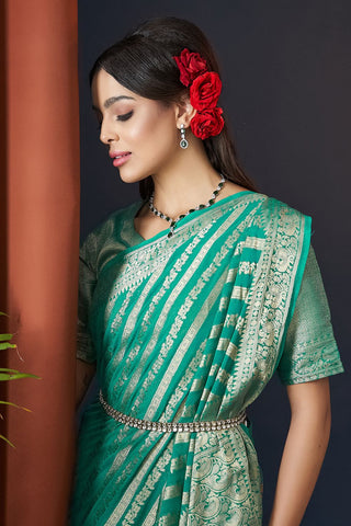 Blue Pure Georgette Saree_Kumari Sarees
