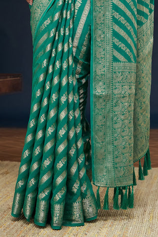 Blue Pure Georgette Saree_Kumari Sarees