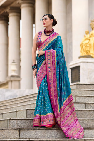 Blue Soft Banarasi Silk Saree