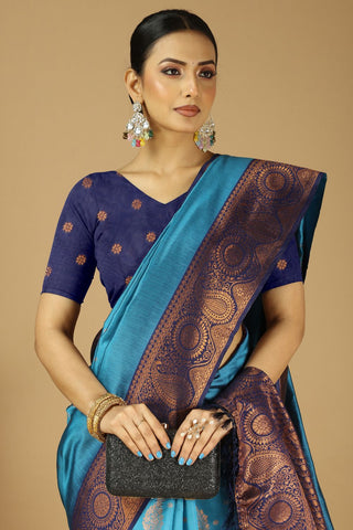 Blue kanjeevaram Silk Saree_Kumari Sarees