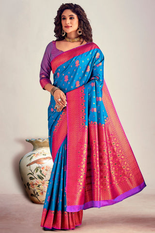 BLUE SOFT SILK SAREE