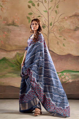 BLUE MALAI DOLA SILK SAREE