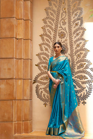 BLUE KANJEEVARAM HANDLOOM SILK SAREE 