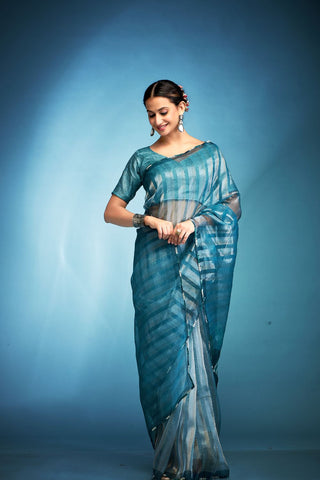 Blue Tissue Silk Saree_Kumari Sarees