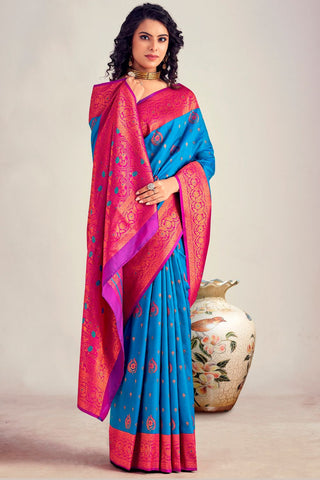 BLUE  SOFT SILK SAREE